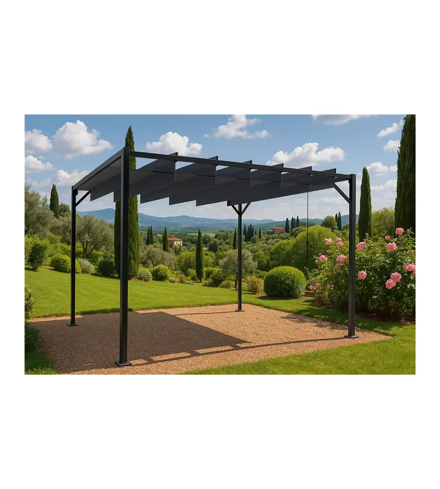 PERGOLA BIOCLIMATICA DA ESTERNO EUROGARDEN "LOUVER" IN ACCIAIO GRIGIO 3X3 M