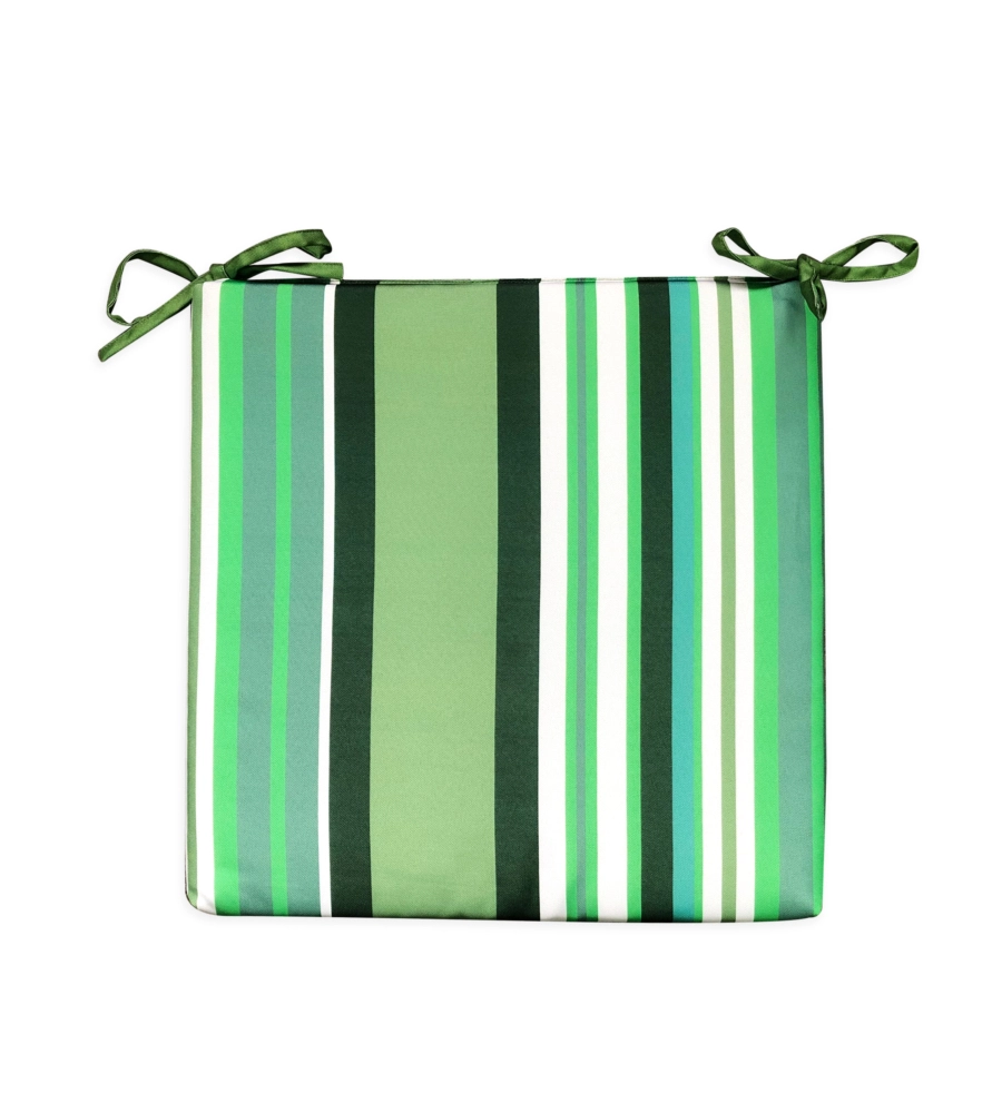 CUSCINO PER SEDIA DA ESTERNO CON FANTASIA A RIGHE VERDE 40X40X4 CM