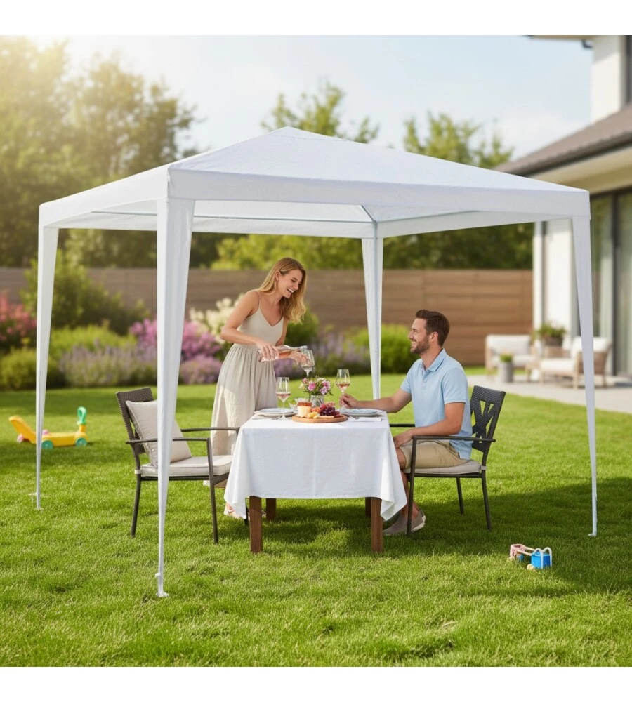 GAZEBO DA ESTERNO EUROGARDEN IN ACCIAIO BIANCO 3X3 M