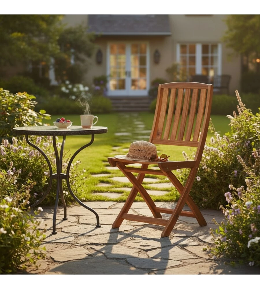 SEDIA DA ESTERNO PIEGHEVOLE EUROGARDEN "NAVIS" IN LEGNO DI ACACIA 56X43X96 CM