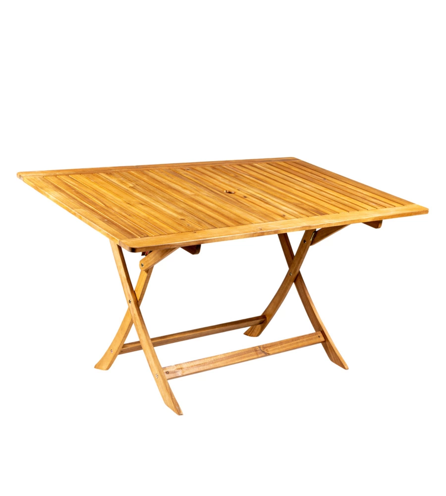 TAVOLO DA ESTERNO RETTANGOLARE PIEGHEVOLE EUROGARDEN "TRAPANI" IN LEGNO DI ACACIA 150X90X75 CM