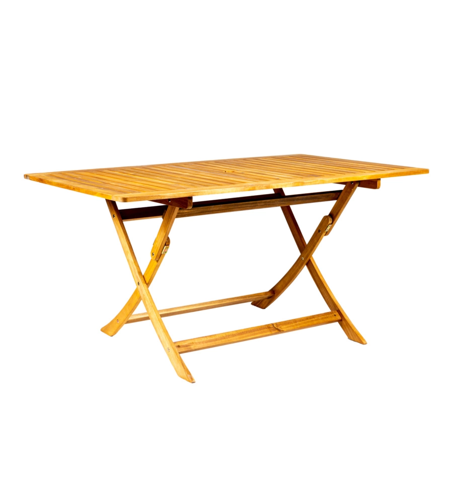 TAVOLO DA ESTERNO RETTANGOLARE PIEGHEVOLE EUROGARDEN "TRAPANI" IN LEGNO DI ACACIA 150X90X75 CM