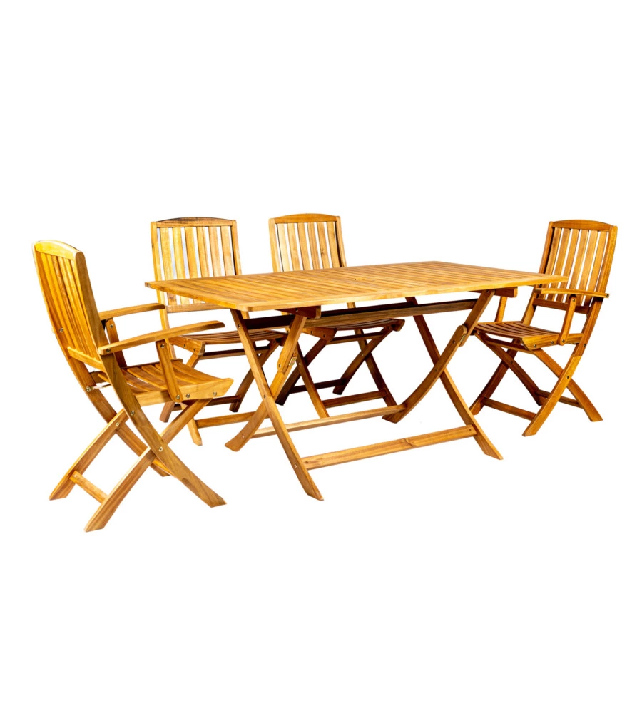 TAVOLO DA ESTERNO RETTANGOLARE PIEGHEVOLE EUROGARDEN "TRAPANI" IN LEGNO DI ACACIA 150X90X75 CM