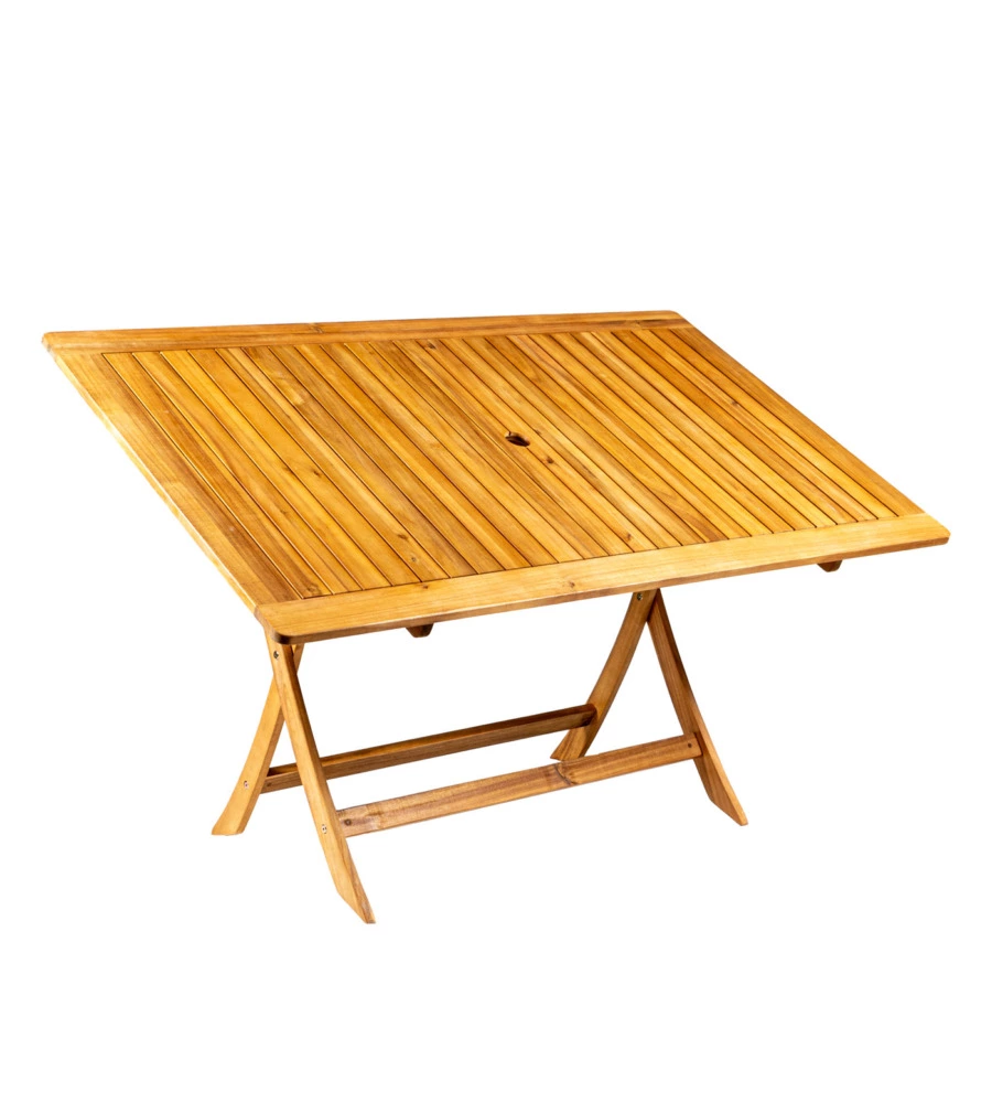 TAVOLO DA ESTERNO RETTANGOLARE PIEGHEVOLE EUROGARDEN "TRAPANI" IN LEGNO DI ACACIA 150X90X75 CM