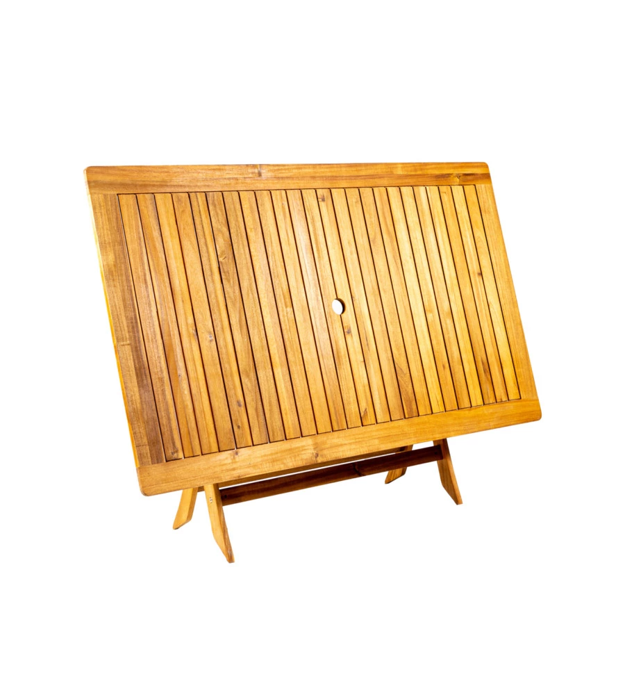 TAVOLO DA ESTERNO RETTANGOLARE PIEGHEVOLE EUROGARDEN "TRAPANI" IN LEGNO DI ACACIA 150X90X75 CM