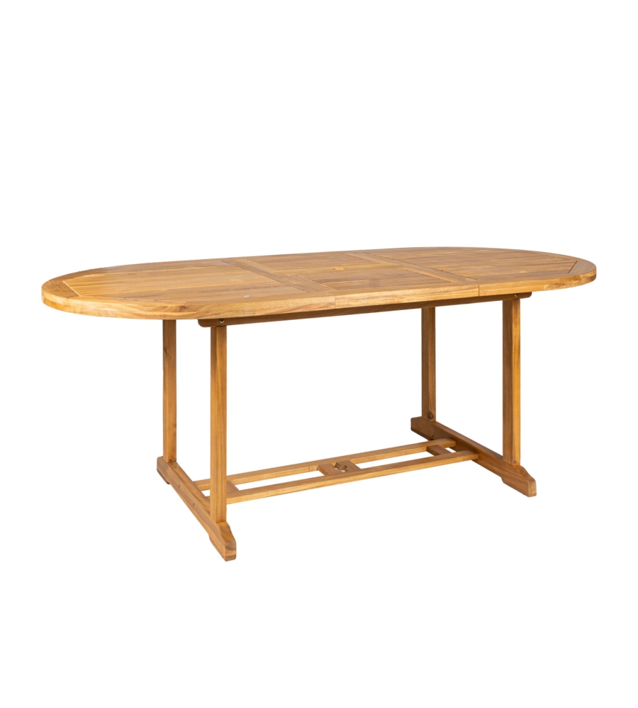 TAVOLO DA ESTERNO ALLUNGABILE EUROGARDEN OVALE IN LEGNO  DI ACACIA 150/200X100X75 CM