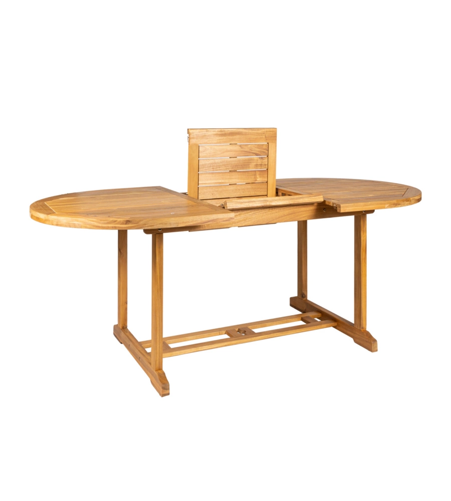 TAVOLO DA ESTERNO ALLUNGABILE EUROGARDEN OVALE IN LEGNO  DI ACACIA 150/200X100X75 CM