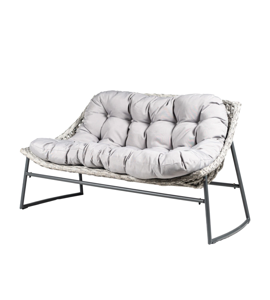 SET DA GIARDINO EUROGARDEN "LAS VEGAS" IN METALLO E PE RATTAN GRIGIO CON CUSCINI 4 SEDUTE E TAVOLINO