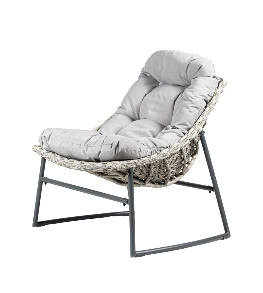 SET DA GIARDINO EUROGARDEN "LAS VEGAS" IN METALLO E PE RATTAN GRIGIO CON CUSCINI 4 SEDUTE E TAVOLINO