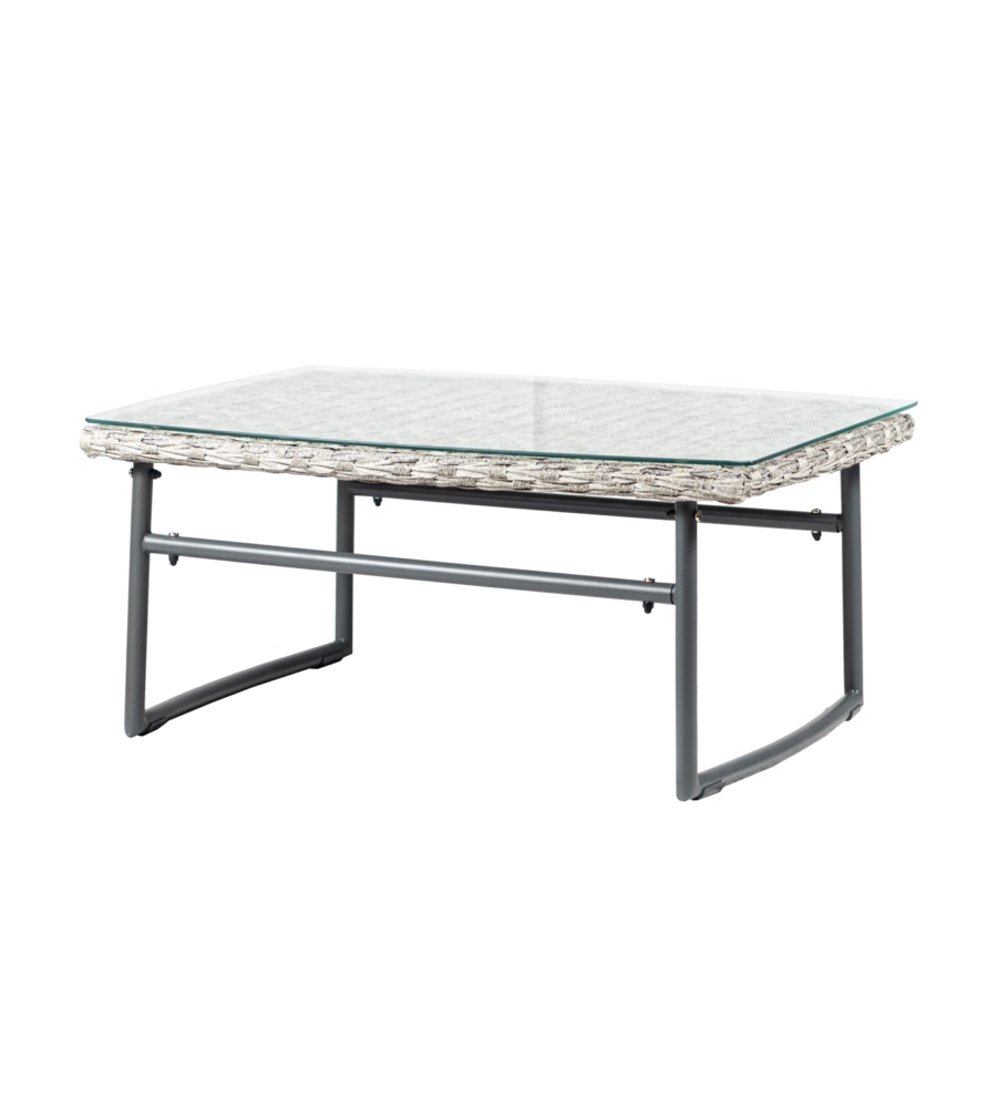 SET DA GIARDINO EUROGARDEN "LAS VEGAS" IN METALLO E PE RATTAN GRIGIO CON CUSCINI 4 SEDUTE E TAVOLINO