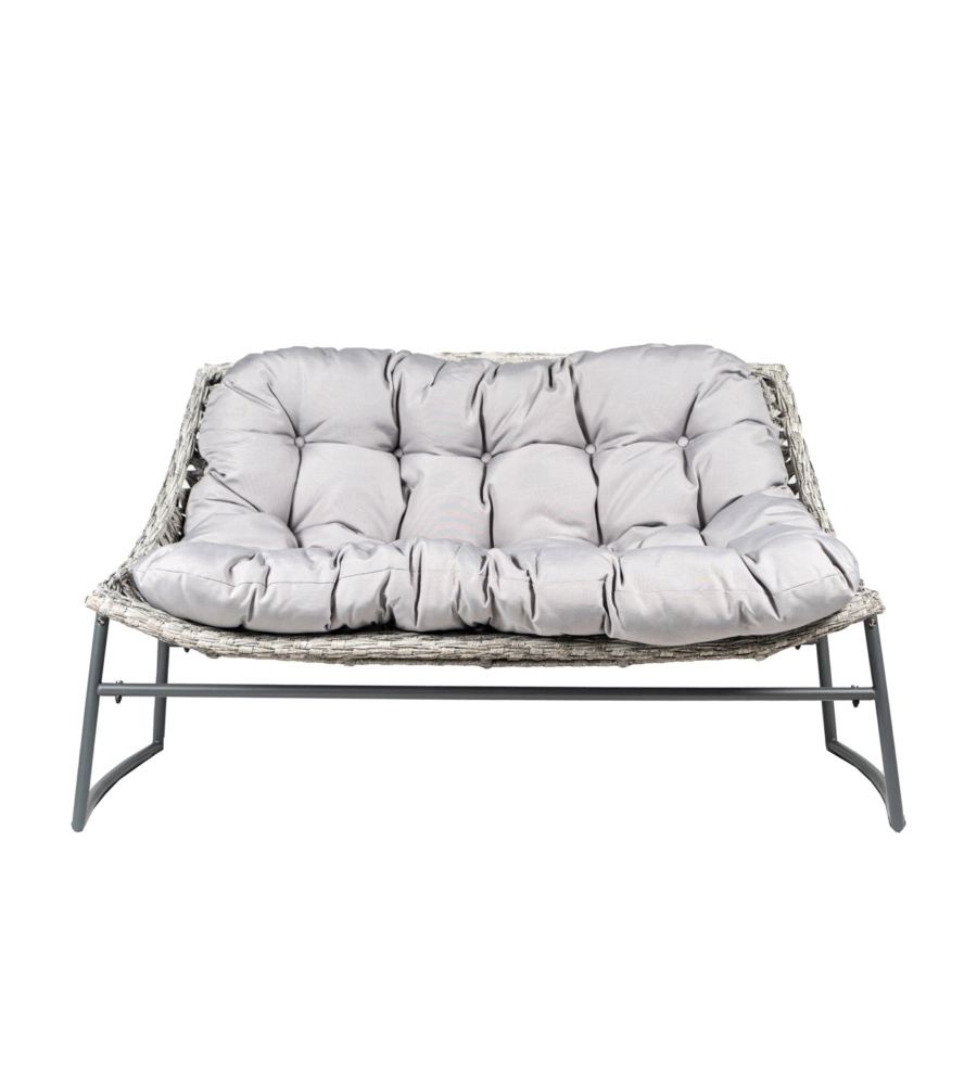 SET DA GIARDINO EUROGARDEN "LAS VEGAS" IN METALLO E PE RATTAN GRIGIO CON CUSCINI 4 SEDUTE E TAVOLINO