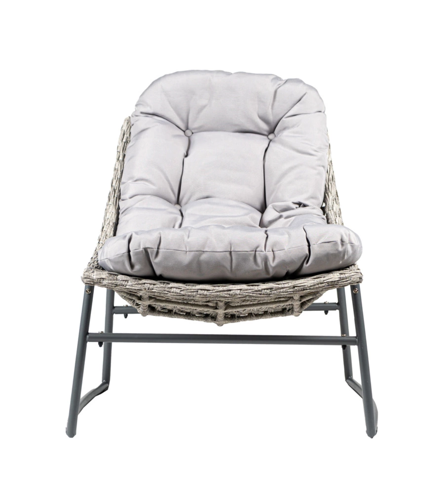 SET DA GIARDINO EUROGARDEN "LAS VEGAS" IN METALLO E PE RATTAN GRIGIO CON CUSCINI 4 SEDUTE E TAVOLINO