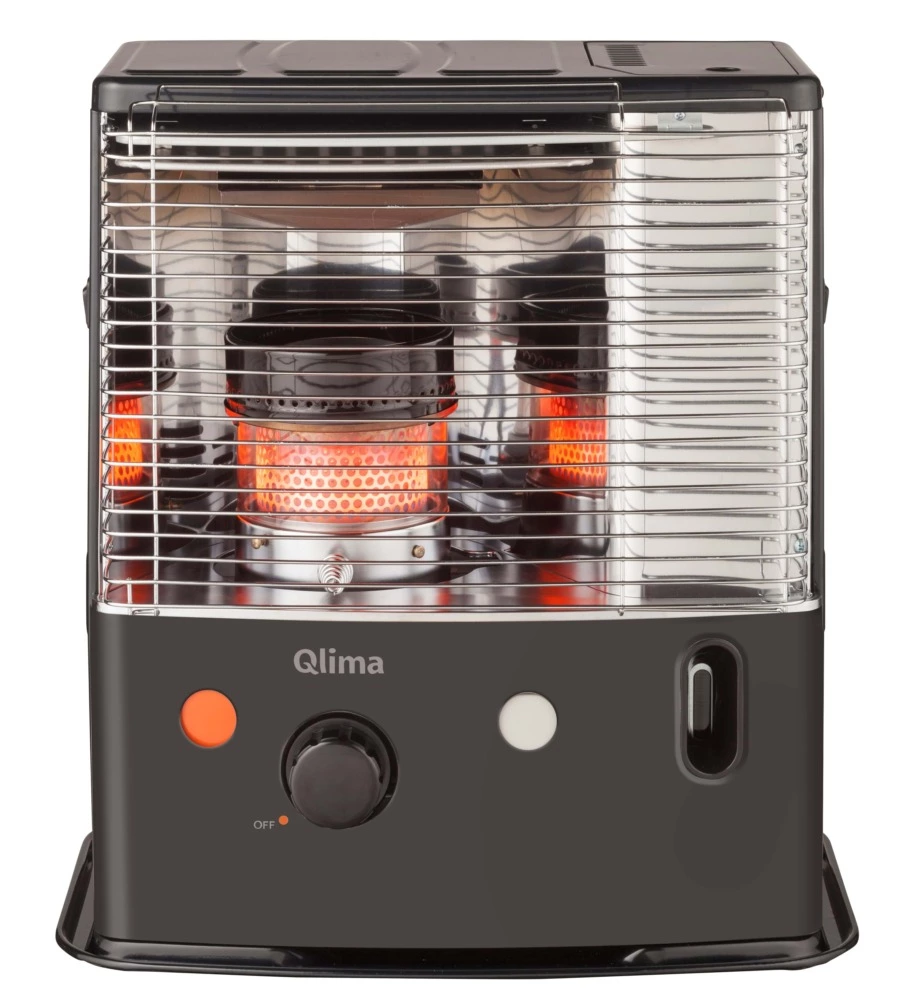 STUFA A COMBUSTIBILE LIQUIDO PORTATILE QLIMA "R 4224 S-TC-2" NERO 2,4 KW