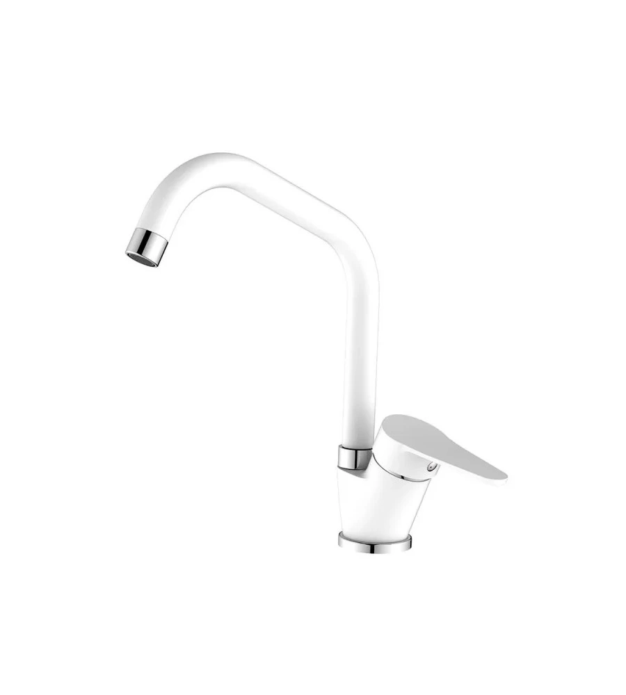 RUBINETTO CUCINA "ALLEN" MONOCOMANDO BOCCA ALTA BIANCO, D 40 MM