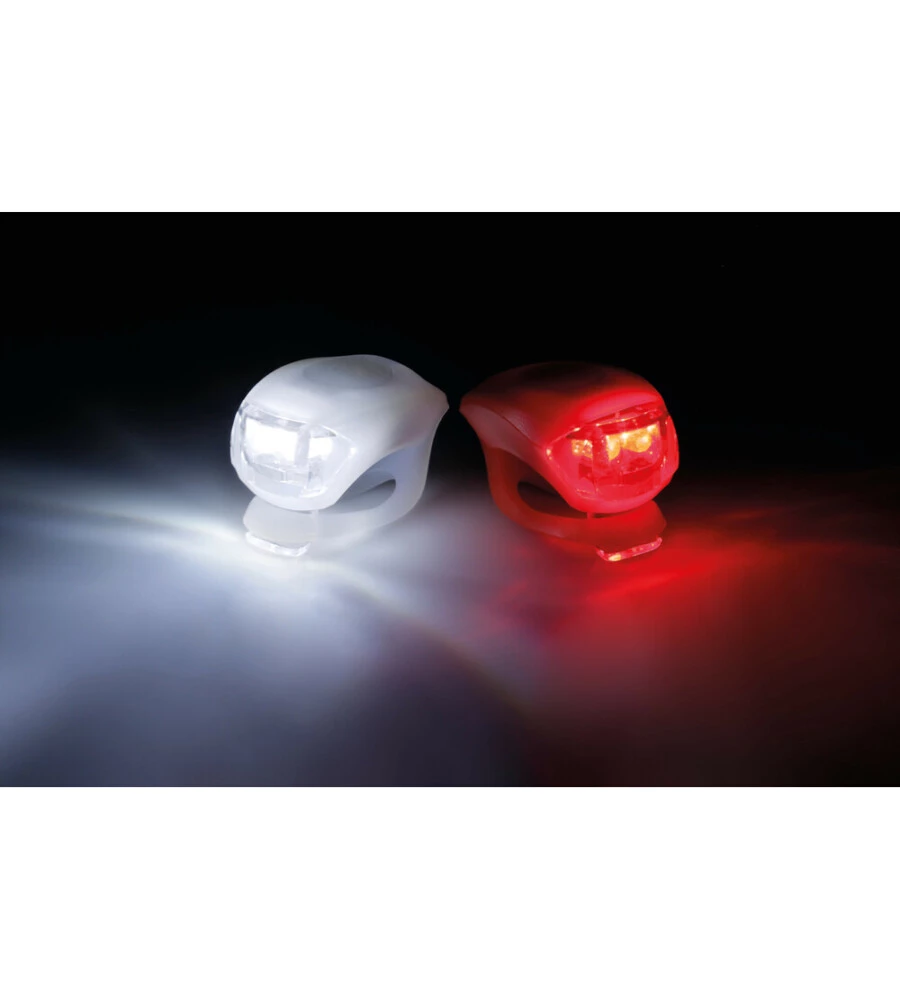 KIT LAMPEGGIANTI A LED PER BICICLETTA LAMPA ANTERIORE E POSTERIORE IN SILICONE - 92043