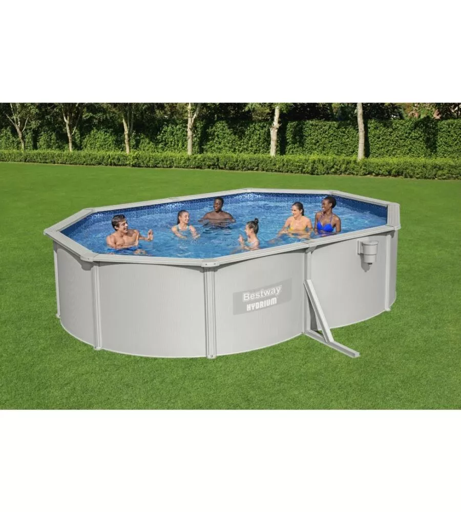 PISCINA FUORI TERRA ROTONDA BESTWAY "HYDRUM" 500X360X120 CM CON POMPA FILTRO A SABBIA COPERTURA, TAPPETINO BASE, SKIMMER, SCALETTA E DISPENSER CHEMCONNECT - COD. 56586