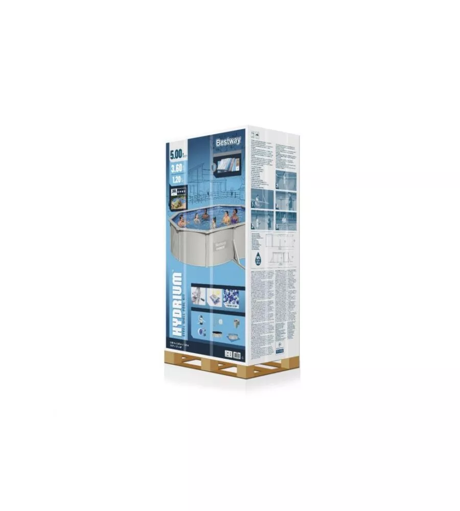 PISCINA FUORI TERRA ROTONDA BESTWAY "HYDRUM" 500X360X120 CM CON POMPA FILTRO A SABBIA COPERTURA, TAPPETINO BASE, SKIMMER, SCALETTA E DISPENSER CHEMCONNECT - COD. 56586