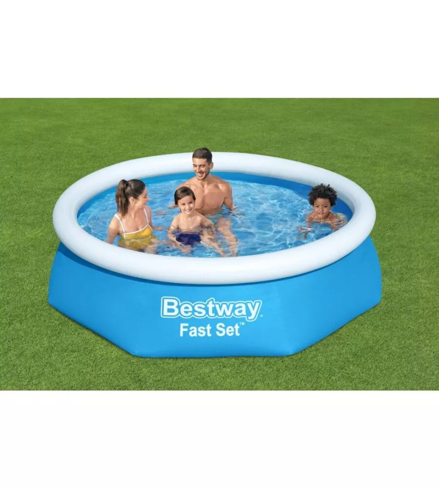 PISCINA FUORI TERRA AUTOPORTANTE ROTONDA BESTWAY "FAST SET" CON POMPA E FILTRO A CARTUCCIA 244X61 CM - COD. 57450