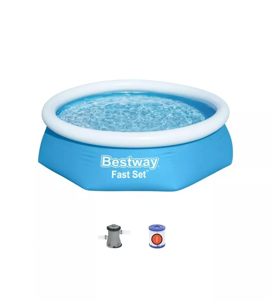 PISCINA FUORI TERRA AUTOPORTANTE ROTONDA BESTWAY "FAST SET" CON POMPA E FILTRO A CARTUCCIA 244X61 CM - COD. 57450