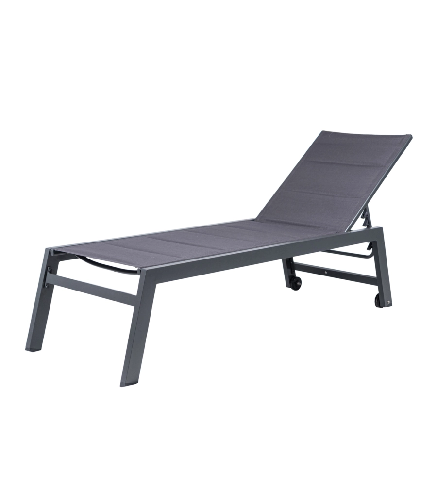 SDRAIO RECLINABILE CON RUOTE EUROGARDEN "ATENE" IN TEXTILENE ANTRACITE 199X65X42 CM