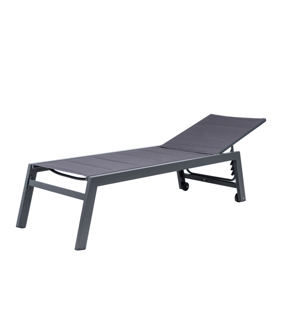 SDRAIO RECLINABILE CON RUOTE EUROGARDEN "ATENE" IN TEXTILENE ANTRACITE 199X65X42 CM