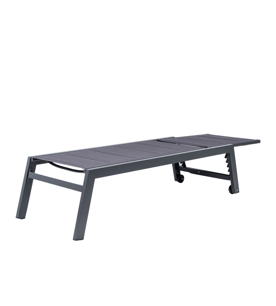 SDRAIO RECLINABILE CON RUOTE EUROGARDEN "ATENE" IN TEXTILENE ANTRACITE 199X65X42 CM
