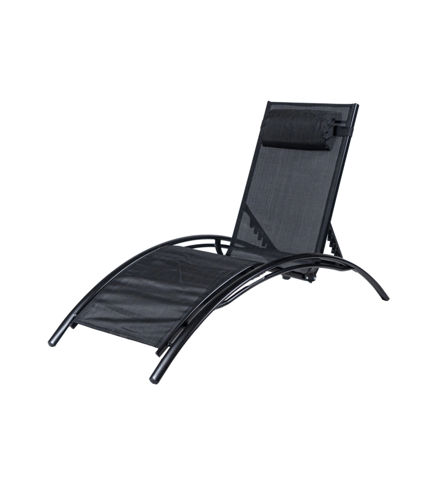 SDRAIO RECLINABILE EUROGARDEN "LUNA" IN ALLUMINIO E TEXTILENE NERO 175X64X88 CM