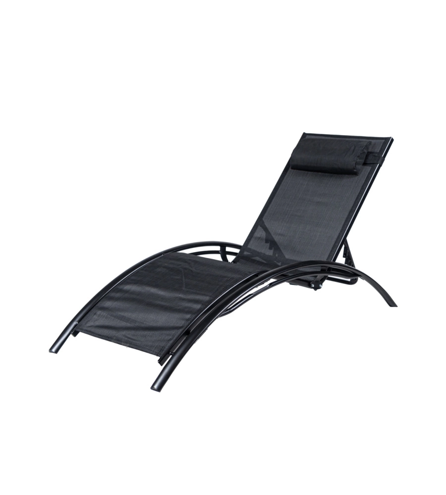 SDRAIO RECLINABILE EUROGARDEN "LUNA" IN ALLUMINIO E TEXTILENE NERO 175X64X88 CM