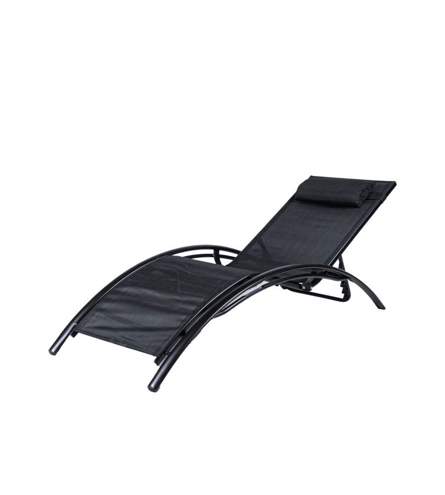 SDRAIO RECLINABILE EUROGARDEN "LUNA" IN ALLUMINIO E TEXTILENE NERO 175X64X88 CM