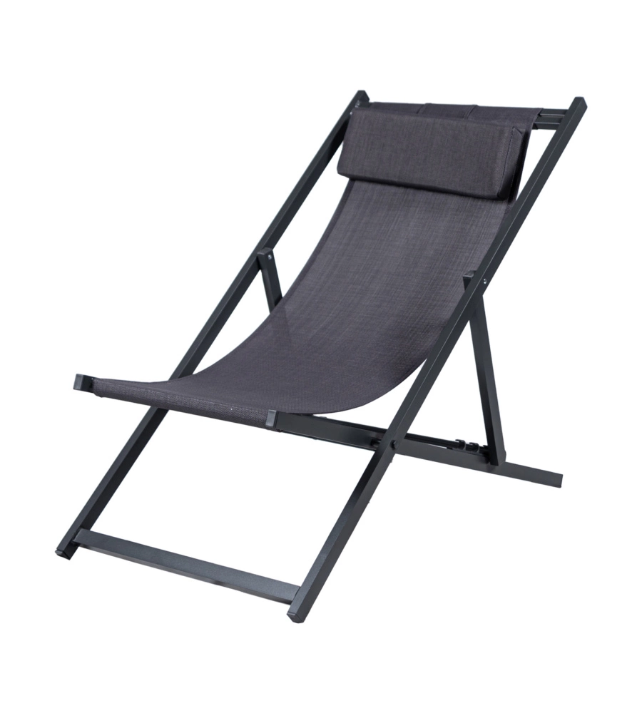 SPIAGGINA PIEGHEVOLE REGOLABILE EUROGARDEN "SUMMER" CON CUSCINO IN TEXTILENE GRIGIO 95X58,5X95 CM