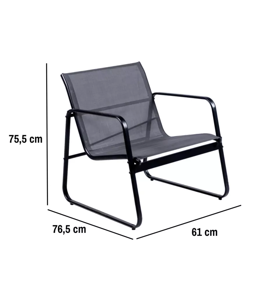 SET DA GIARDINO EUROGARDEN IN ACCIAIO E TEXTILENE GRIGIO 4 SEDUTE E TAVOLINO