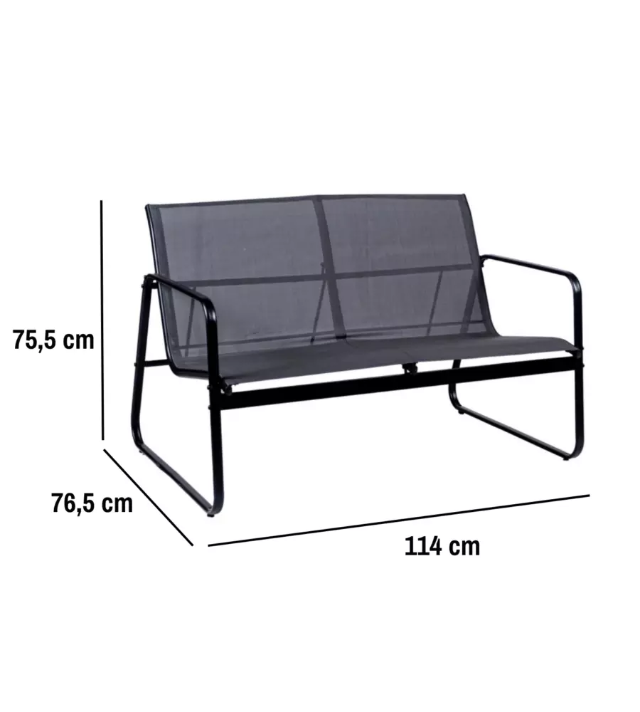 SET DA GIARDINO EUROGARDEN IN ACCIAIO E TEXTILENE GRIGIO 4 SEDUTE E TAVOLINO