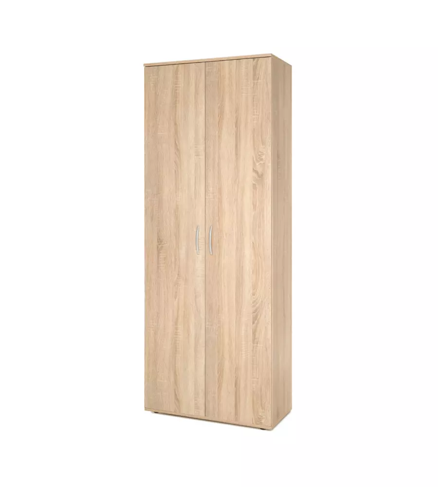 ARMADIO MULTIFUNZIONE 2 ANTE BATTENTI EFFETTO QUERCIA 70X187X34 CM