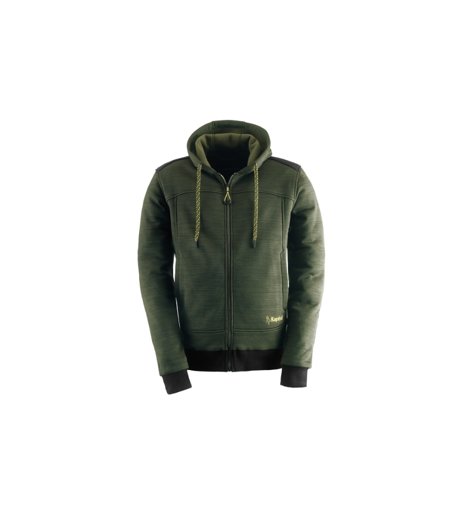 FELPA DA LAVORO "SLICK" CON CAPPUCCIO VERDE, TG XXXL - KAPRIOL
