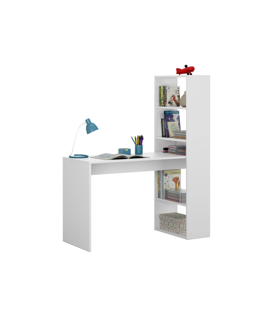 SCRIVANIA E LIBRERIA REVERSIBILE "DUPLO" BIANCA, 120X53X144 CM