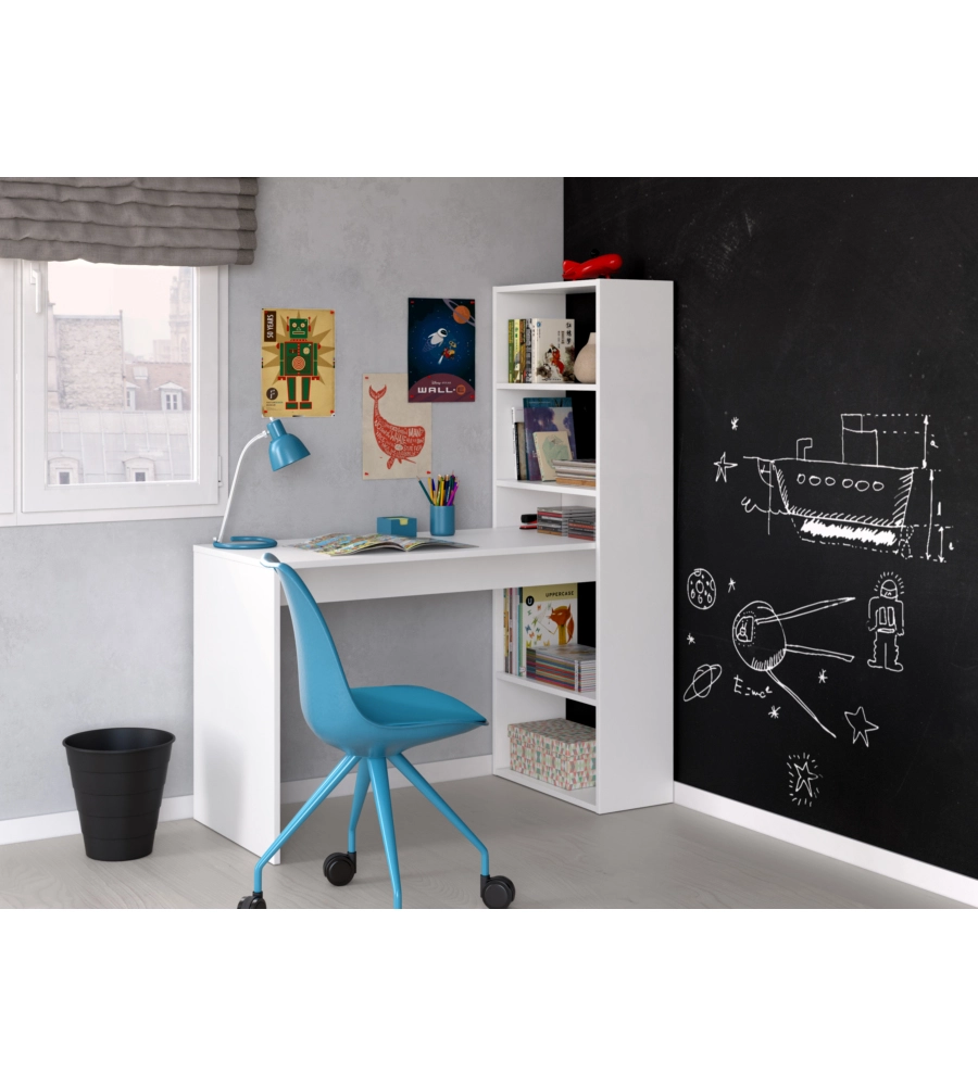 SCRIVANIA E LIBRERIA REVERSIBILE "DUPLO" BIANCA, 120X53X144 CM