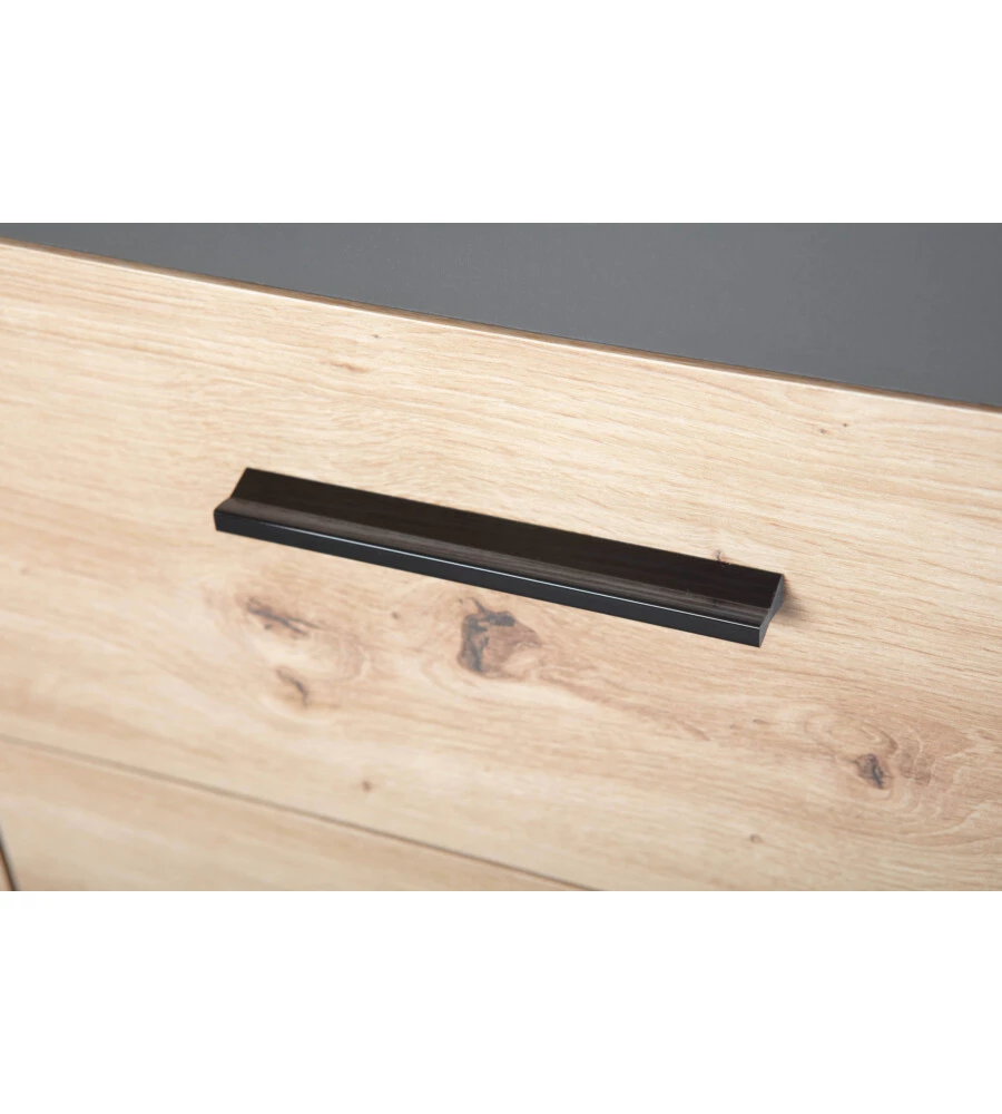 MOBILE BUFFET 1 ANTA E 3 CASSETTI GRIGIO E QUERCIA, 94X40X86 CM