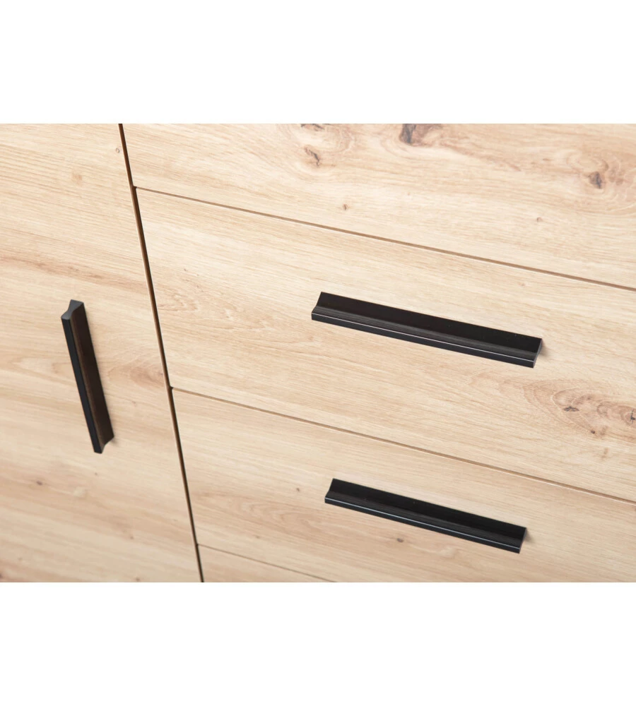 MOBILE BUFFET 1 ANTA E 3 CASSETTI GRIGIO E QUERCIA, 94X40X86 CM