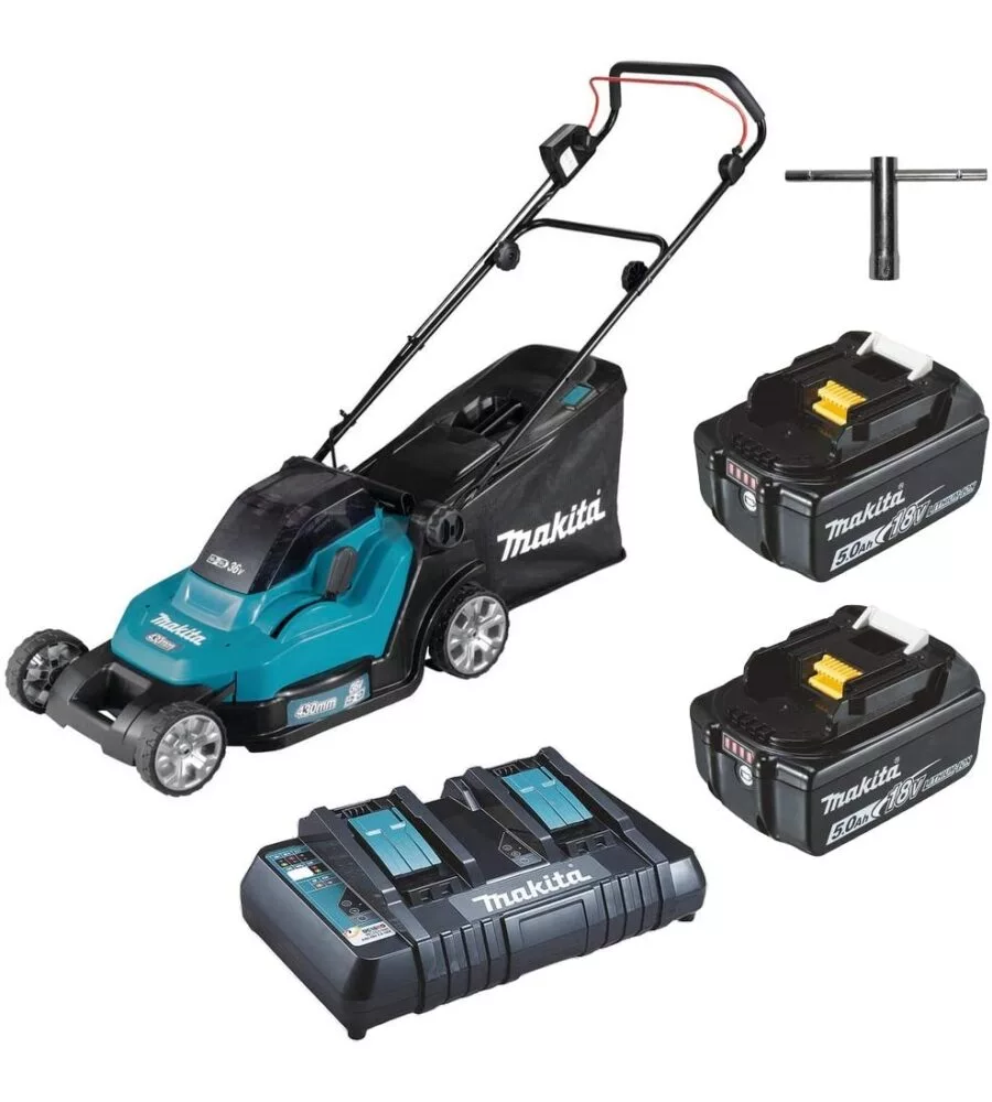 TAGLIAERBA A BATTERIA A SPINTA MAKITA "DLM432PT2" TAGLIO DA 43 CM 2 X 18V 5AH
