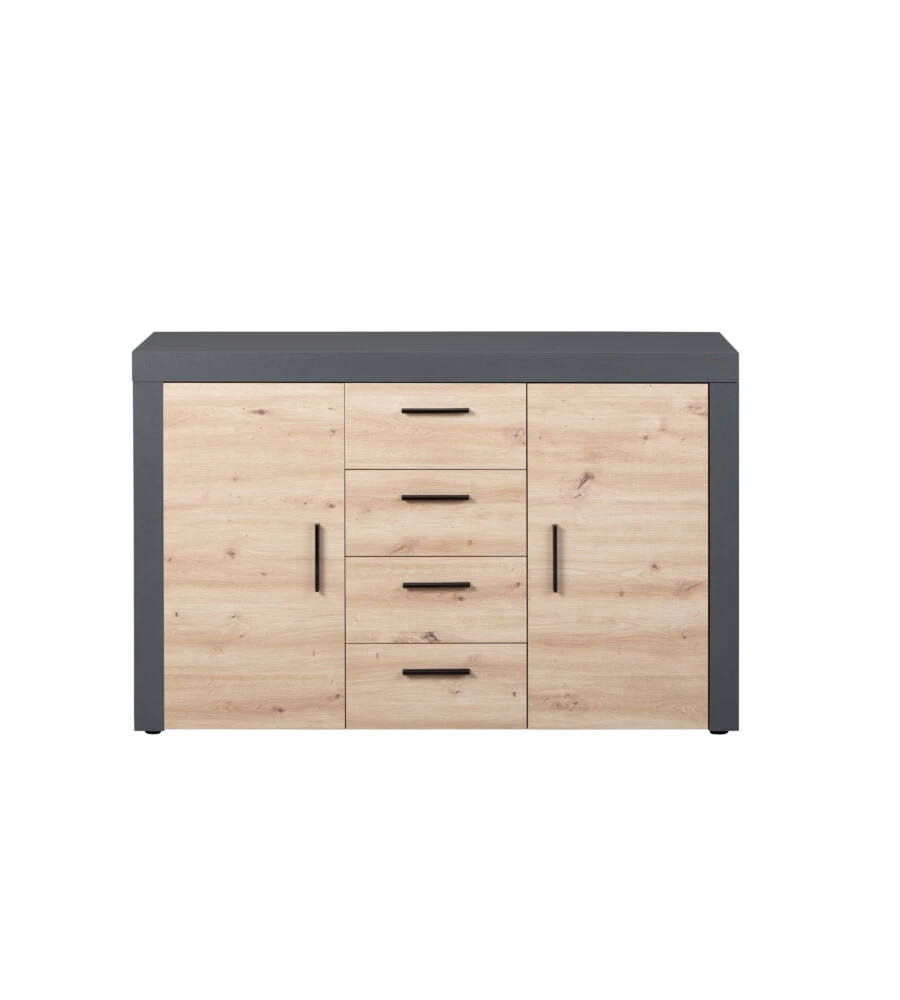 MOBILE BUFFET GRIGIO E QUERCIA, 134X40X86 CM