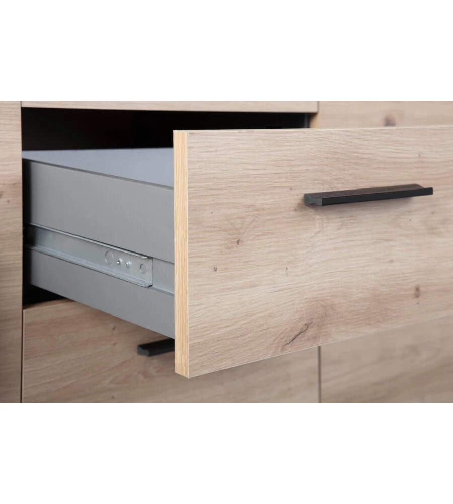 MOBILE BUFFET GRIGIO E QUERCIA, 134X40X86 CM