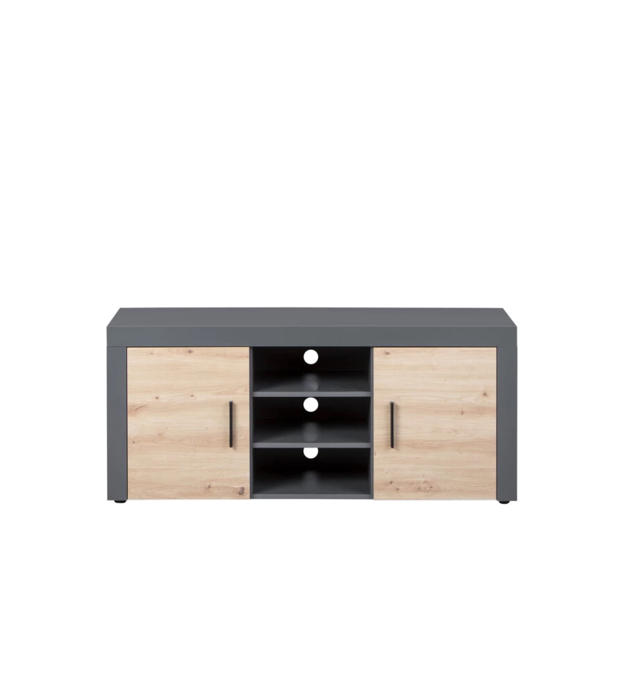 MOBILE PORTA TV GRIGIO E QUERCIA, 134X40X59 CM