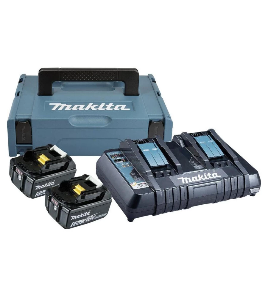 KIT VALIGETTA CARICABATTERIE DOPPIO E 2 BATTERIE DI RICAMBIO MAKITA 18V 5AH