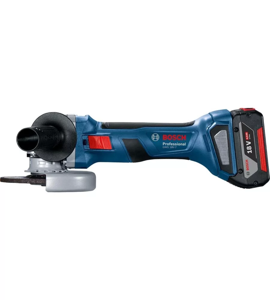 SMERIGLIATRICE ANGOLARE A BATTERIA GWS 18V-7 125MM CON 2 BATTERIE 18V 4AH PROFESSIONALE BOSCH BLU