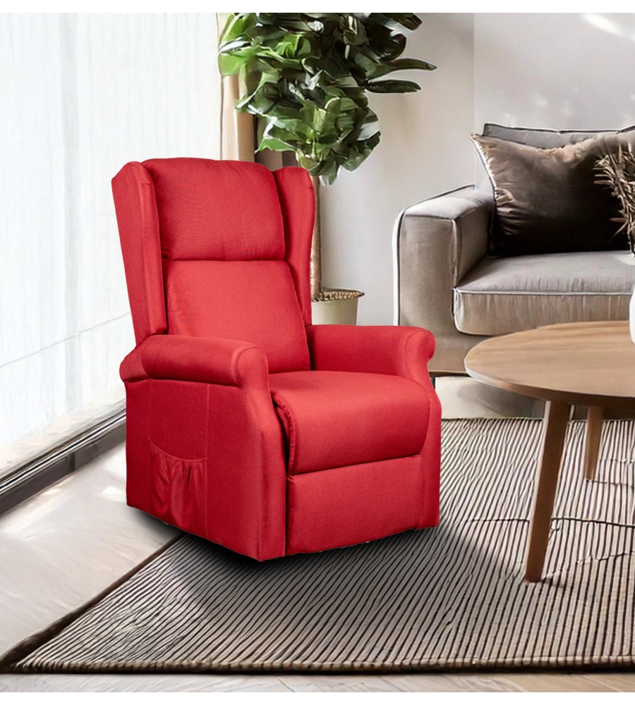 POLTRONA CON RECLINER ELETTRICO BELLAHOME "BERG" TESSUTO BORDEAUX, 72,5X94X109 CM