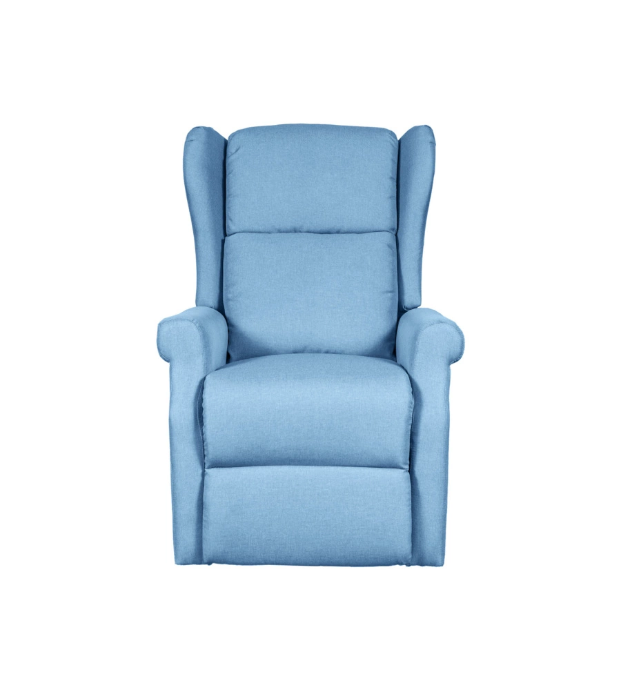 POLTRONA RELAX CON RECLINER ELETTRICO BELLAHOME "BERG" TESSUTO AZZURRO, 72,5X94X109 CM