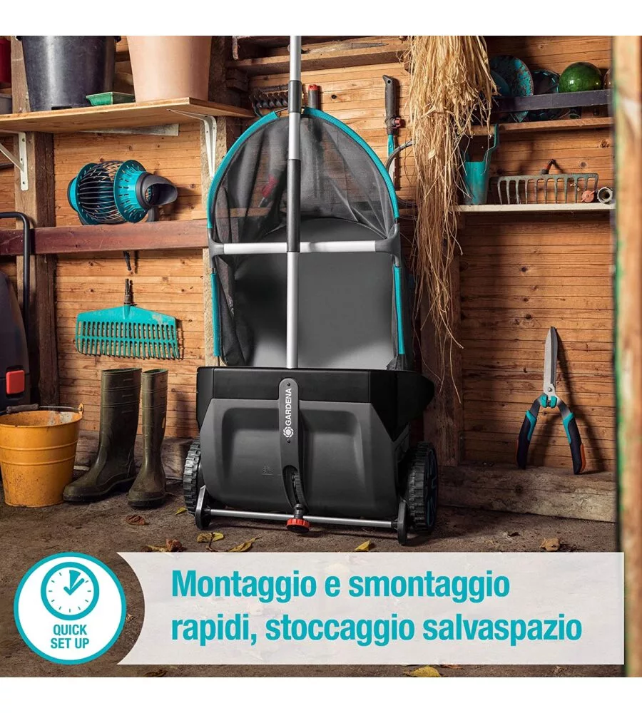 SPAZZATRICE RACCOGLI FOGLIE MANUALE GARDENA "3565-20" LARGHEZZA LAVORO 49 CM