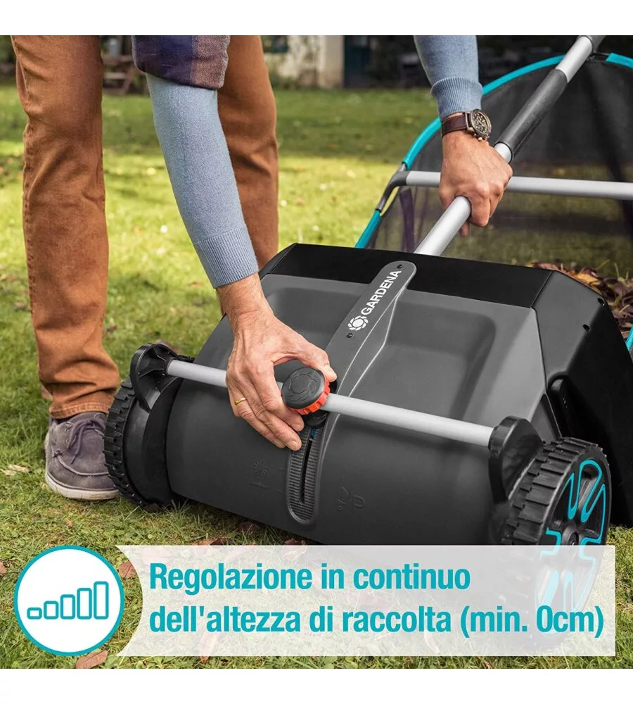 SPAZZATRICE RACCOGLI FOGLIE MANUALE GARDENA "3565-20" LARGHEZZA LAVORO 49 CM
