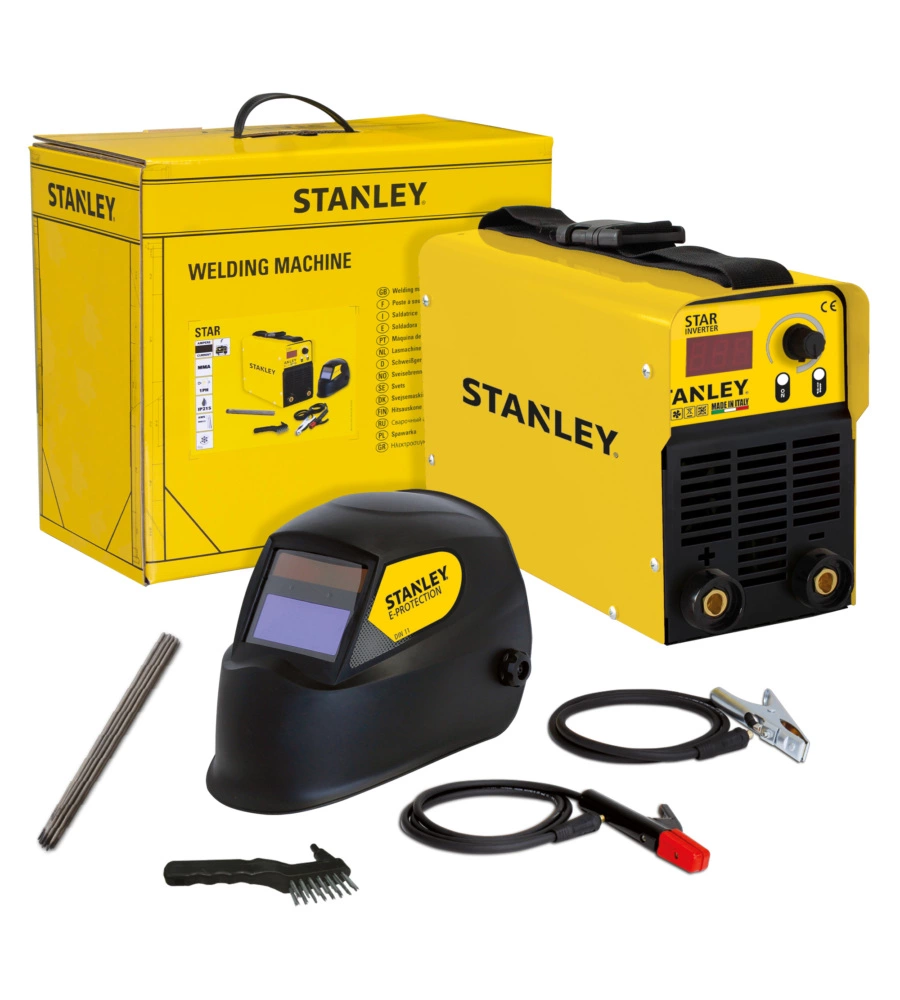 SALDATRICE INVERTER MMA AD ELETTRODO 130A STANLEY "STAR 3200" CON ACCESSORI E MASCHERA PROFESSIONALE