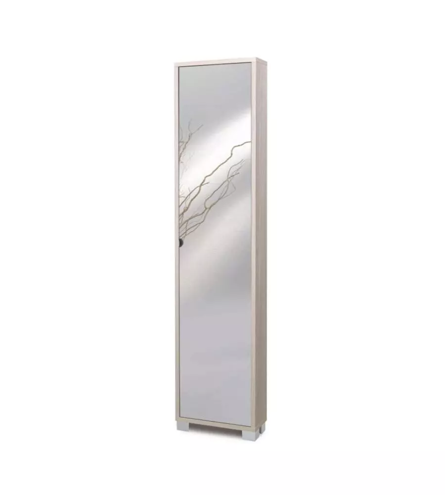 ARMADIO SCARPIERA OLMO CON ANTA A SPECCHIO, 43X190X18 CM
